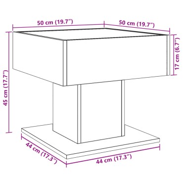 vidaXL Τραπεζάκι Σαλονιού με LED Δρυς 50x50x45cm Επεξεργασμένο Ξύλο 1 τεμ.