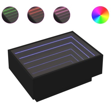 vidaXL Τραπεζάκι Σαλονιού με LED Μαύρο 70x50x30cm Επεξεργασμένο Ξύλο 1 τεμ.