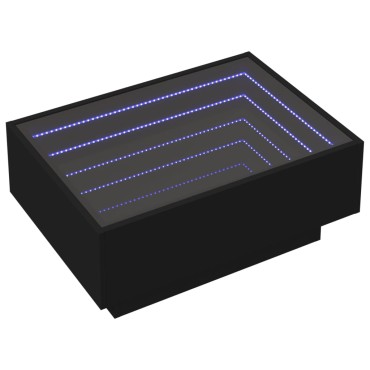 vidaXL Τραπεζάκι Σαλονιού με LED Μαύρο 70x50x30cm Επεξεργασμένο Ξύλο 1 τεμ.