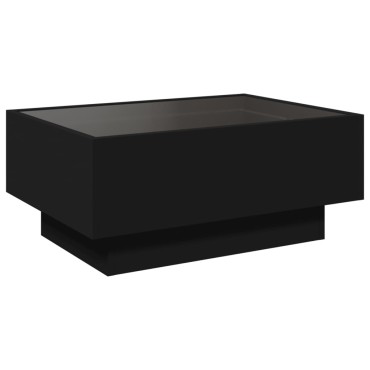 vidaXL Τραπεζάκι Σαλονιού με LED Μαύρο 70x50x30cm Επεξεργασμένο Ξύλο 1 τεμ.