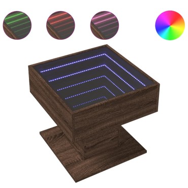 vidaXL Τραπεζάκι Σαλονιού με LED Δρυς 50x50x45cm Επεξεργασμένο Ξύλο 1 τεμ.