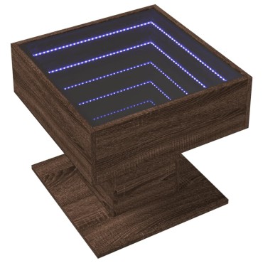 vidaXL Τραπεζάκι Σαλονιού με LED Δρυς 50x50x45cm Επεξεργασμένο Ξύλο 1 τεμ.
