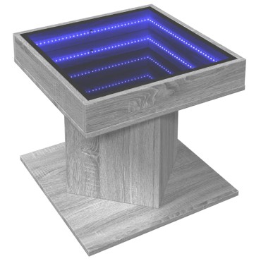 vidaXL Τραπεζάκι Σαλονιού με LED Γκρι 50x50x45cm Επεξεργασμένο Ξύλο 1 τεμ.