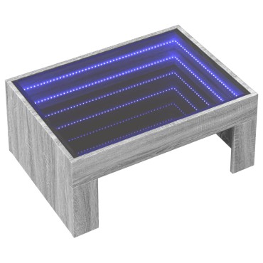 vidaXL Τραπεζάκι Σαλονιού Άπειρο Φως LED Γκρι Sonoma 70x50x30cm 1 τεμ.