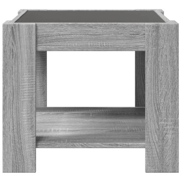vidaXL Τραπεζάκι Σαλονιού με LED Γκρι 53x53x45cm Επεξεργασμένο Ξύλο 1 τεμ.