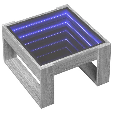 vidaXL Τραπεζάκι Σαλονιού Άπειρο Φως LED Γκρι Sonoma 50x53x30cm 1 τεμ.