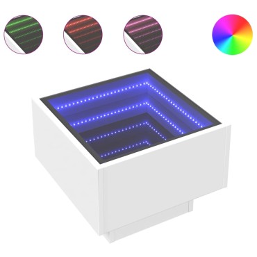 vidaXL Τραπέζι Βοηθητικό με LED Λευκό 40x40x30cm Επεξεργασμένο Ξύλο 1 τεμ.