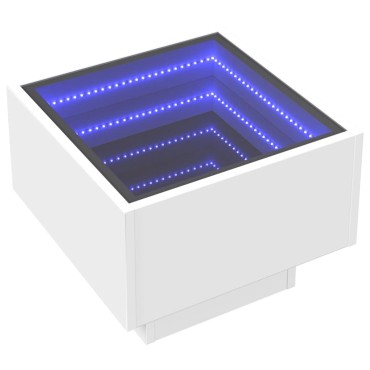 vidaXL Τραπέζι Βοηθητικό με LED Λευκό 40x40x30cm Επεξεργασμένο Ξύλο 1 τεμ.