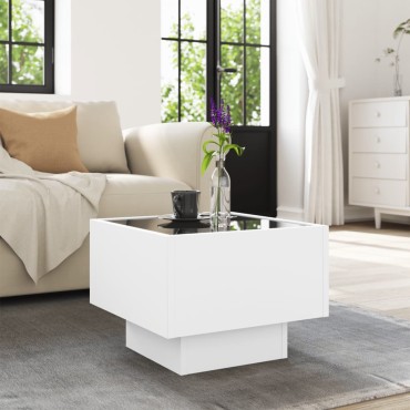 vidaXL Τραπέζι Βοηθητικό με LED Λευκό 40x40x30cm Επεξεργασμένο Ξύλο 1 τεμ.