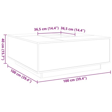 vidaXL Τραπεζάκι Σαλονιού Μαύρο 100x100x40cm από Επεξεργασμένο Ξύλο 1 τεμ.