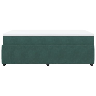 vidaXL Κρεβάτι Boxspring με Στρώμα Σκούρο Πράσινο 90x190 εκ. Βελούδινο