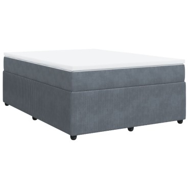 vidaXL Κρεβάτι Boxspring με Στρώμα Σκούρο Γκρι 140x190 εκ. Βελούδινο