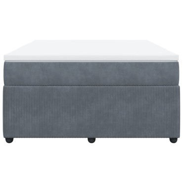 vidaXL Κρεβάτι Boxspring με Στρώμα Σκούρο Γκρι 140x190 εκ. Βελούδινο