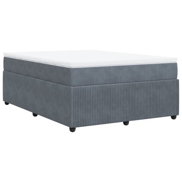 vidaXL Κρεβάτι Boxspring με Στρώμα Σκούρο Γκρι 140x190 εκ. Βελούδινο