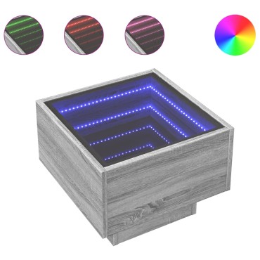 vidaXL Τραπέζι Βοηθητικό με LED Δρυς 40x40x30cm Επεξεργασμένο Ξύλο 1 τεμ.