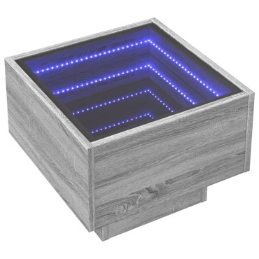 vidaXL Τραπέζι Βοηθητικό με LED Δρυς 40x40x30cm Επεξεργασμένο Ξύλο 1 τεμ.