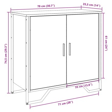 vidaXL Μπουφές Καπνιστή Δρυς 78x35,5x74,5cm από Επεξεργασμένο Ξύλο 1 τεμ.