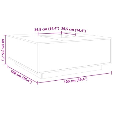 vidaXL Τραπεζάκι Σαλονιού Λευκό 100x100x40cm από Επεξεργασμένο Ξύλο 1 τεμ.