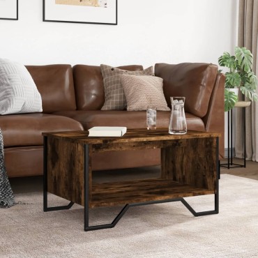 vidaXL Τραπεζάκι Σαλονιού Καπνιστή Δρυς 75x51x40cm Επεξεργ. Ξύλο 1 τεμ.