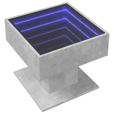 vidaXL Τραπεζάκι Σαλονιού με LED Γκρι 50x50x45cm Επεξεργασμένο Ξύλο 1 τεμ.