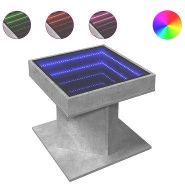 vidaXL Τραπεζάκι Σαλονιού με LED Γκρι 50x50x45cm Επεξεργασμένο Ξύλο 1 τεμ.