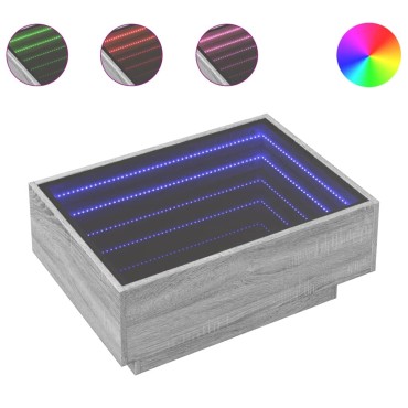 vidaXL Τραπεζάκι Σαλονιού με LED Γκρι 70x50x30cm Επεξεργασμένο Ξύλο 1 τεμ.