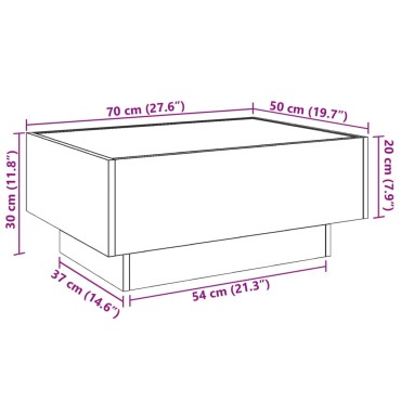 vidaXL Τραπεζάκι Σαλονιού με LED Γκρι 70x50x30cm Επεξεργασμένο Ξύλο 1 τεμ.