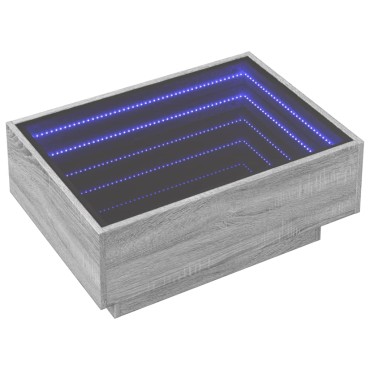 vidaXL Τραπεζάκι Σαλονιού με LED Γκρι 70x50x30cm Επεξεργασμένο Ξύλο 1 τεμ.