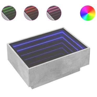 vidaXL Τραπεζάκι Σαλονιού με LED Γκρι 70x50x30cm Επεξεργασμένο Ξύλο 1 τεμ.