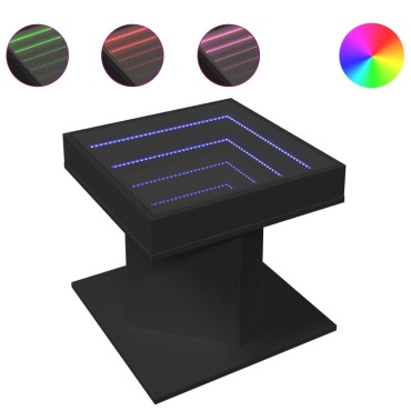 vidaXL Τραπεζάκι Σαλονιού με LED Μαύρο 50x50x45cm Επεξεργασμένο Ξύλο 1 τεμ.