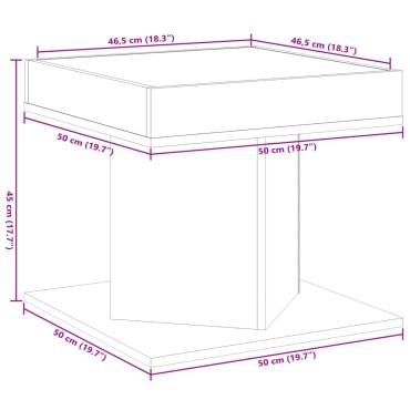 vidaXL Τραπεζάκι Σαλονιού με LED Μαύρο 50x50x45cm Επεξεργασμένο Ξύλο 1 τεμ.