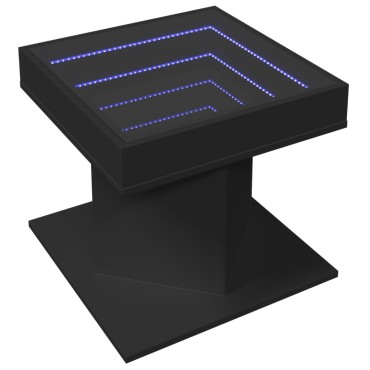 vidaXL Τραπεζάκι Σαλονιού με LED Μαύρο 50x50x45cm Επεξεργασμένο Ξύλο 1 τεμ.