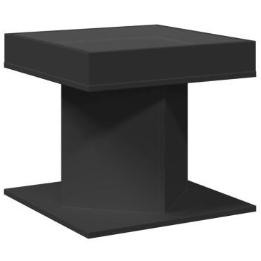 vidaXL Τραπεζάκι Σαλονιού με LED Μαύρο 50x50x45cm Επεξεργασμένο Ξύλο 1 τεμ.