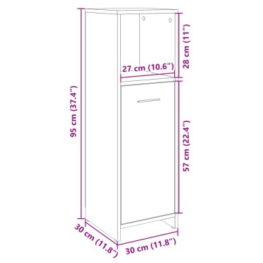 vidaXL Στήλη Μπάνιου Sonoma Δρυς 30x30x95cm Επεξεργασμένο Ξύλο 1 τεμ.