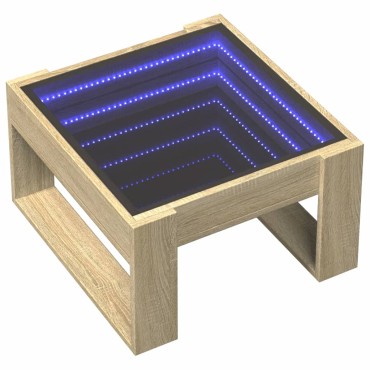 vidaXL Τραπεζάκι Σαλονιού Άπειρο Φως LED Sonoma Δρυς 50x53x30cm 1 τεμ.