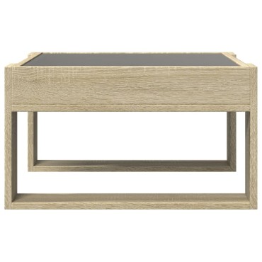 vidaXL Τραπεζάκι Σαλονιού Άπειρο Φως LED Sonoma Δρυς 50x53x30cm 1 τεμ.