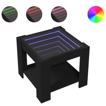 vidaXL Τραπεζάκι Σαλονιού με LED Μαύρο 53x53x45cm Επεξεργασμένο Ξύλο 1 τεμ.