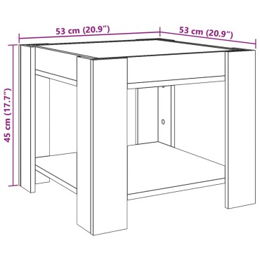 vidaXL Τραπεζάκι Σαλονιού με LED Μαύρο 53x53x45cm Επεξεργασμένο Ξύλο 1 τεμ.