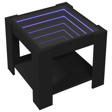 vidaXL Τραπεζάκι Σαλονιού με LED Μαύρο 53x53x45cm Επεξεργασμένο Ξύλο 1 τεμ.