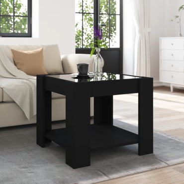 vidaXL Τραπεζάκι Σαλονιού με LED Μαύρο 53x53x45cm Επεξεργασμένο Ξύλο 1 τεμ.