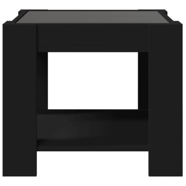 vidaXL Τραπεζάκι Σαλονιού με LED Μαύρο 53x53x45cm Επεξεργασμένο Ξύλο 1 τεμ.