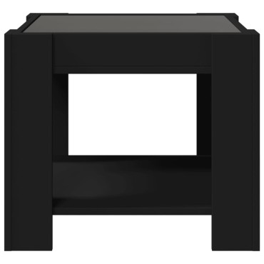 vidaXL Τραπεζάκι Σαλονιού με LED Μαύρο 53x53x45cm Επεξεργασμένο Ξύλο 1 τεμ.