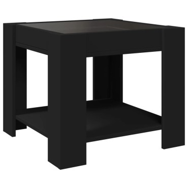 vidaXL Τραπεζάκι Σαλονιού με LED Μαύρο 53x53x45cm Επεξεργασμένο Ξύλο 1 τεμ.