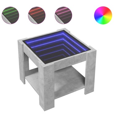 vidaXL Τραπεζάκι Σαλονιού με LED Γκρι 53x53x45cm Επεξεργασμένο Ξύλο 1 τεμ.