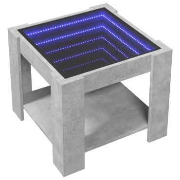 vidaXL Τραπεζάκι Σαλονιού με LED Γκρι 53x53x45cm Επεξεργασμένο Ξύλο 1 τεμ.