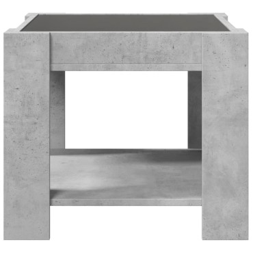 vidaXL Τραπεζάκι Σαλονιού με LED Γκρι 53x53x45cm Επεξεργασμένο Ξύλο 1 τεμ.
