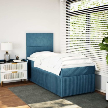 vidaXL Κρεβάτι Boxspring με Στρώμα Σκούρο Μπλε 80 x 200 εκ. Βελούδινο