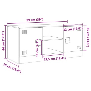 vidaXL Έπιπλο Τηλεόρασης Πράσινο Λαδί 99x39x44cm από Ατσάλι