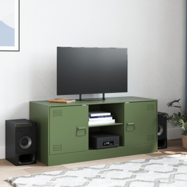 vidaXL Έπιπλο Τηλεόρασης Πράσινο Λαδί 99x39x44cm από Ατσάλι