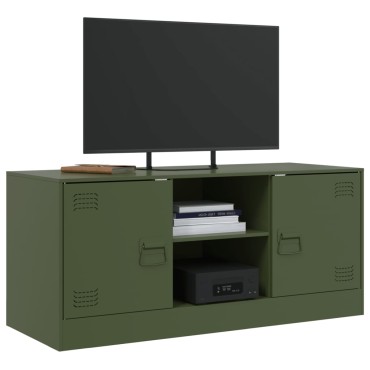 vidaXL Έπιπλο Τηλεόρασης Πράσινο Λαδί 99x39x44cm από Ατσάλι